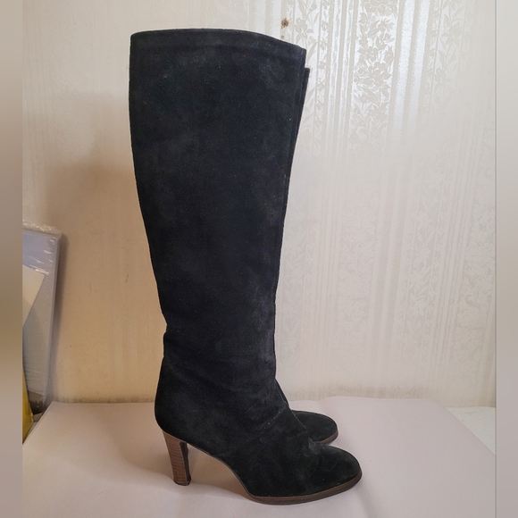 Joyce California Vintage Black Suede Knee High Boots Size 8.5 Tall Heel - Picture 2 of 11